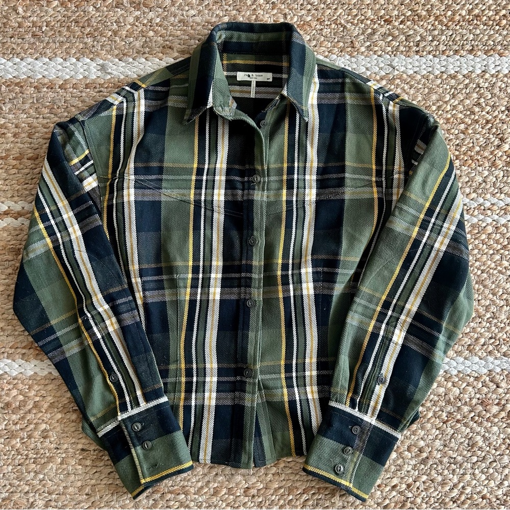 Rag & Bone Iris Plaid Flannel Classic Fit Button Down Shirt